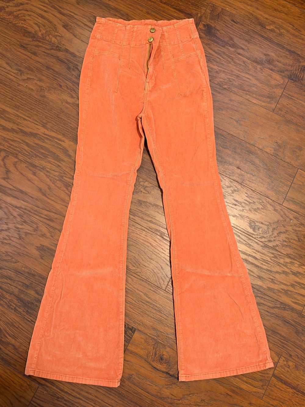 We The Free Orange Corduroy Flare Jeans